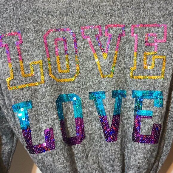 EUC ~ Not a Morning Person - "Love,  Love"’ Multi-Colored Sequin Short Robe - Picture 2 of 4